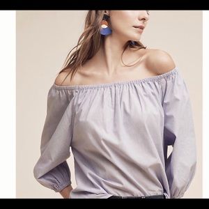 Anthropologie Maeve Poplin Off-the-Shoulder Top